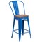 Flash Furniture High Blue Metal Counter Height Stool with Back and Wood Seat, 24", PK4 4-CH-31320-24GB-BL-WD-GG - alternate 8